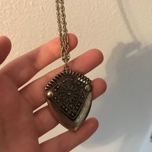 Long Silver Medallion Necklace